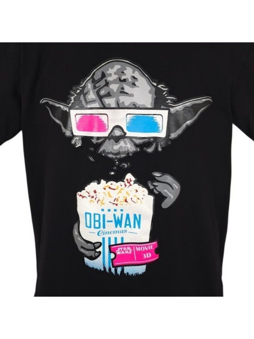 Yoda Obi Wan Cinemas T Shirt Mens Size Medium Black 3D Glasses Popcorn Star Wars